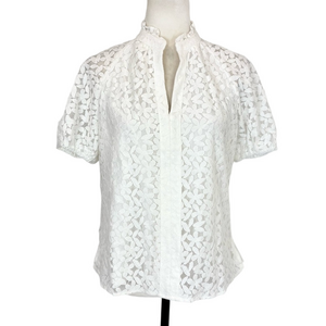 CeCe white floral lace top